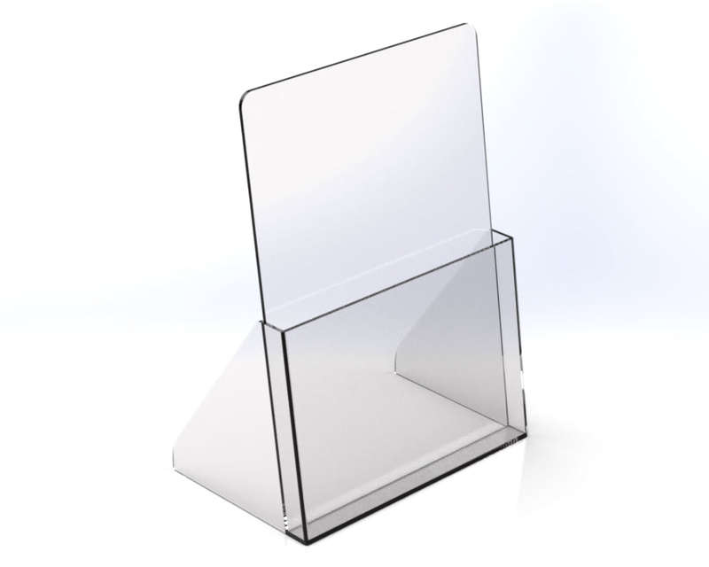 Countertop Acrylic Brochure Holder  Clear Plastic, Free Standing Display