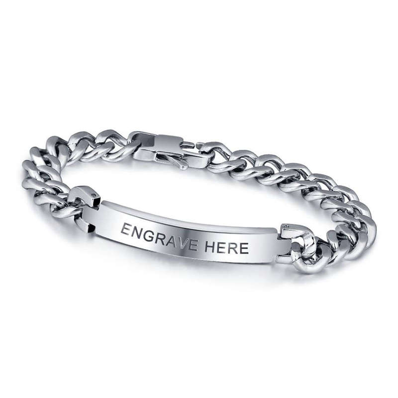 Men's Titanium Steel Bracelet With Free Engraving