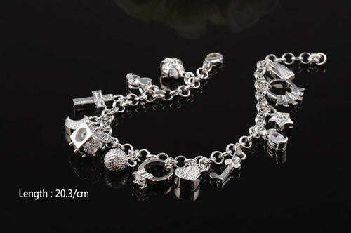 925 Sterling Silver Filled Mixed Charm Bracelet