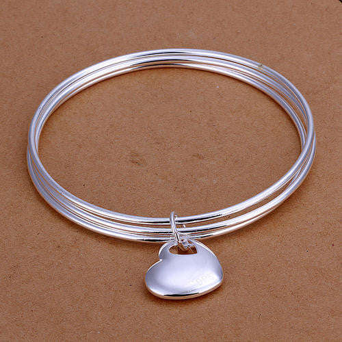 925 sterling silver filled Multi linked bangles with heart charm