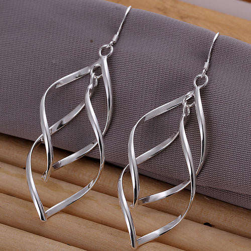 925 Sterling silver filled twist design ladies dangle earrings