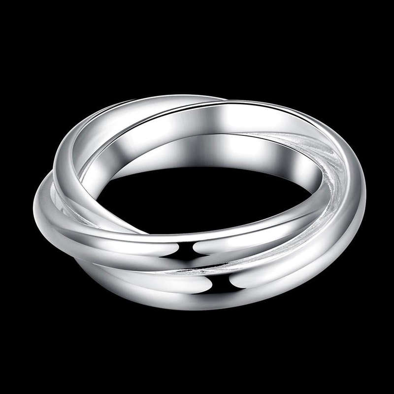 925 Sterling silver filled, Russian style ring with 3 linked bands