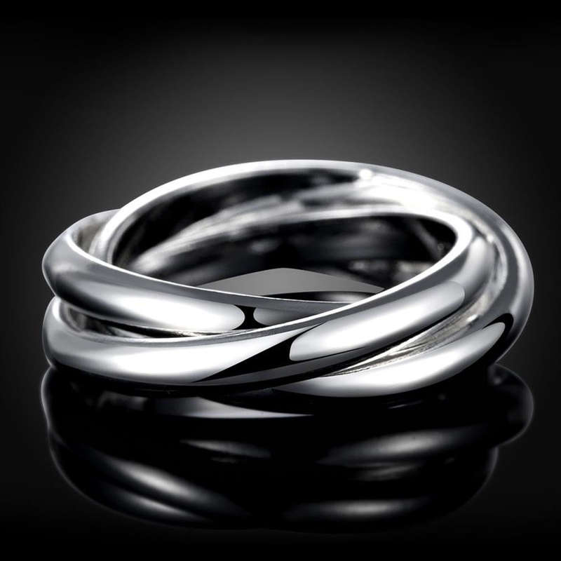 925 Sterling silver filled, Russian style ring with 3 linked bands