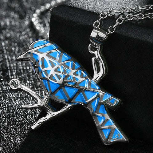 925 Sterling Silver Filled Glow in the dark pendant Bird design