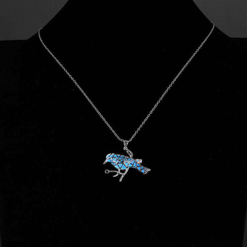 925 Sterling Silver Filled Glow in the dark pendant Bird design