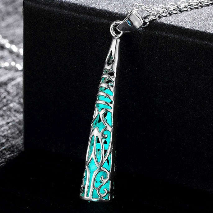 925 Sterling Silver Filled Glow in the dark pendant filigree drop design