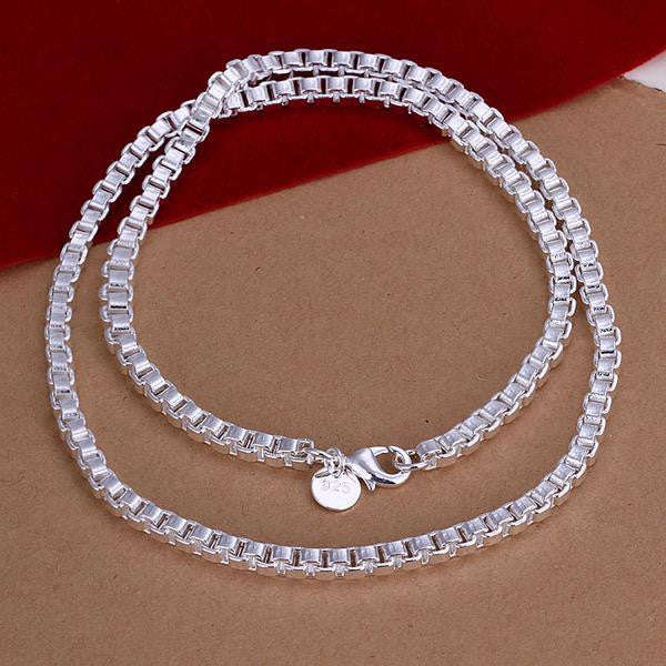 925 Sterling silver filled Elegant ladies square link Necklace