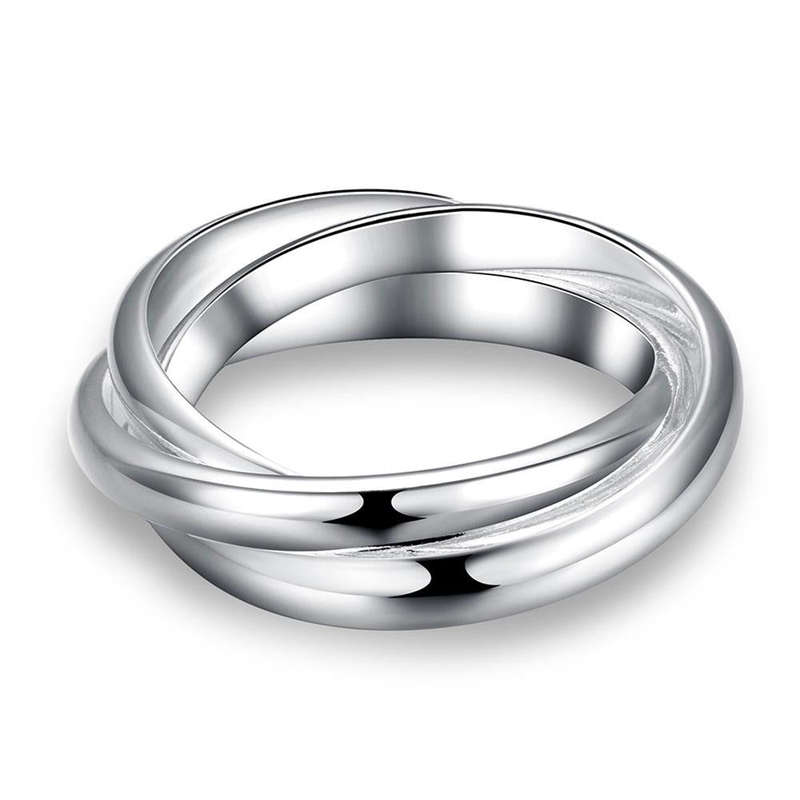 925 Sterling silver filled, Russian style ring with 3 linked bands