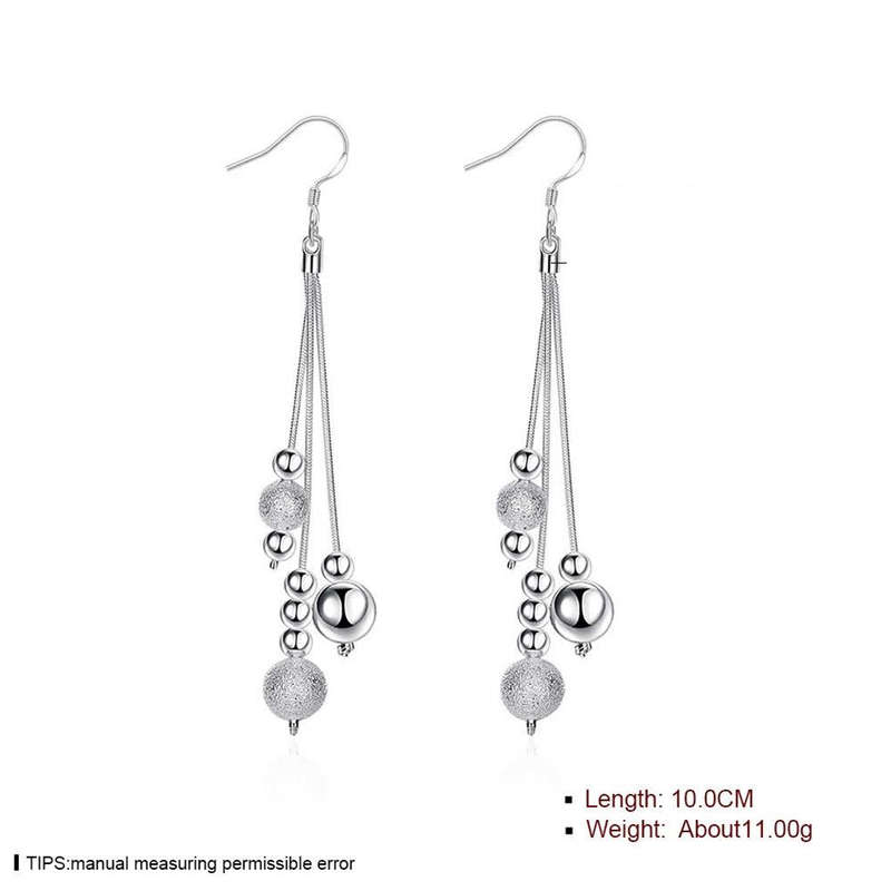 925 Sterling Silver filled Ladies 3 tier design dangle earrings with bead detail