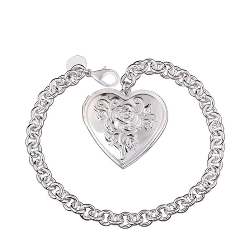 Gorgeous ladies 925 Sterling Silver filled Locket bracelet, Add your picture