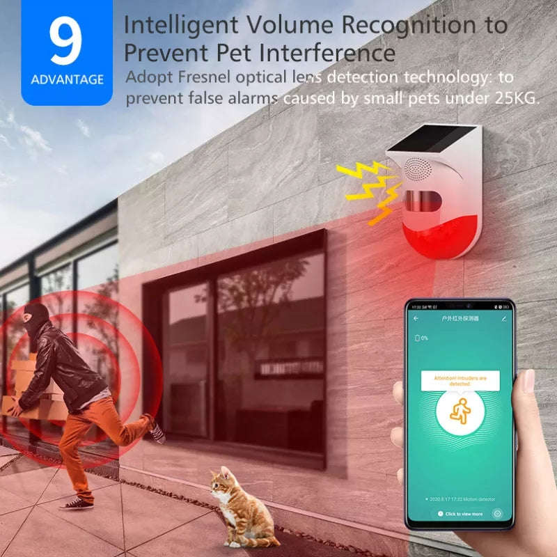 Outdoor PIR sensor with solar power