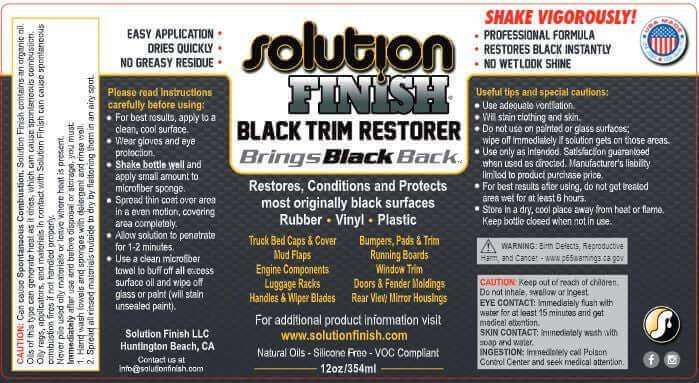 Solution Finish Black Trim Restorer 30mls