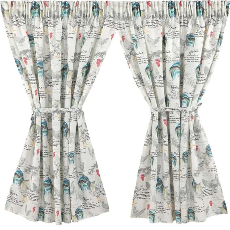 Caf Curtain Twin Pack - Herb Rooster