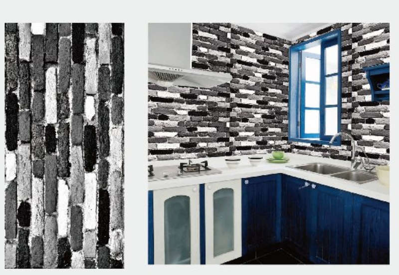 PVC Wall Tiles 5's - Black/Grey Brick