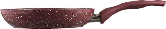 Granite Coated Non Stick Frying Pan - Burgundy - 24cm