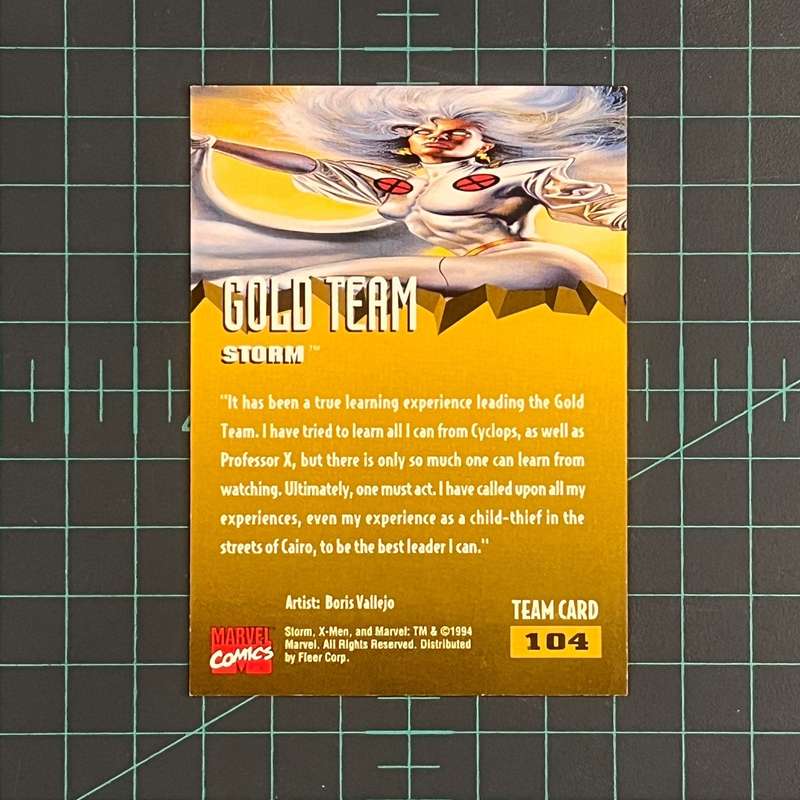 104 Storm | Vallejo | Gold team | 1995 | Fleer Ultra X-Men | Trading Card