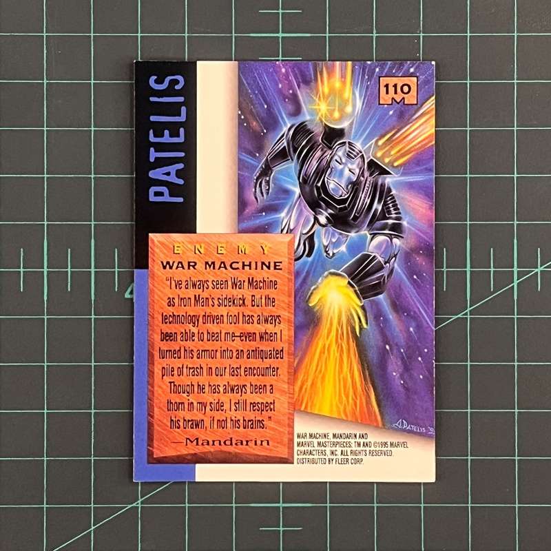 110 War Machine | Patelis | 1995 | Marvel Masterpieces | Trading Card