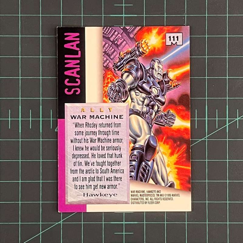 111 War Machine | Scanlan | 1995 | Marvel Masterpieces | Trading Card