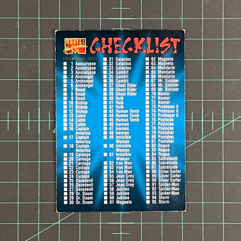155 Checklist | 1995 | Marvel Masterpieces | Trading Card