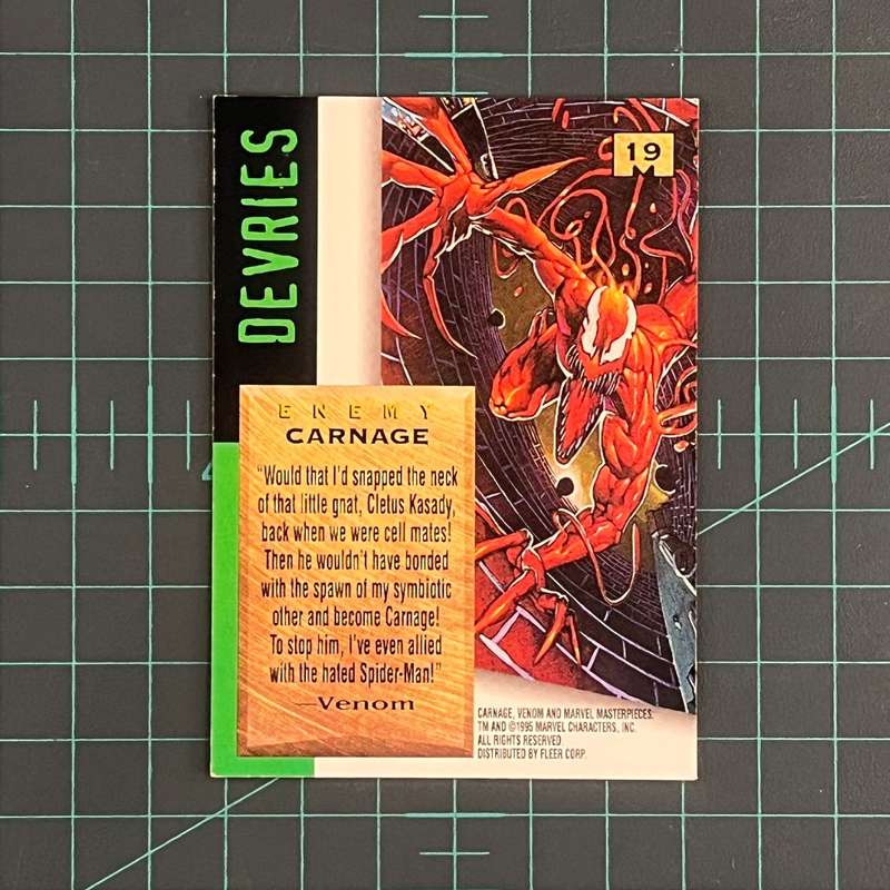 19 Carnage | Devries | 1995 | Marvel Masterpieces | Trading Card