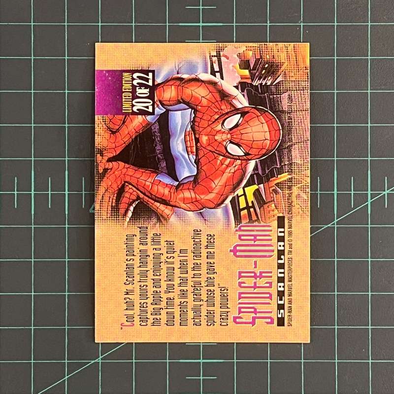 20 Spider-Man | Nelson | Canvas | 1995 | Marvel Masterpieces | Trading Card