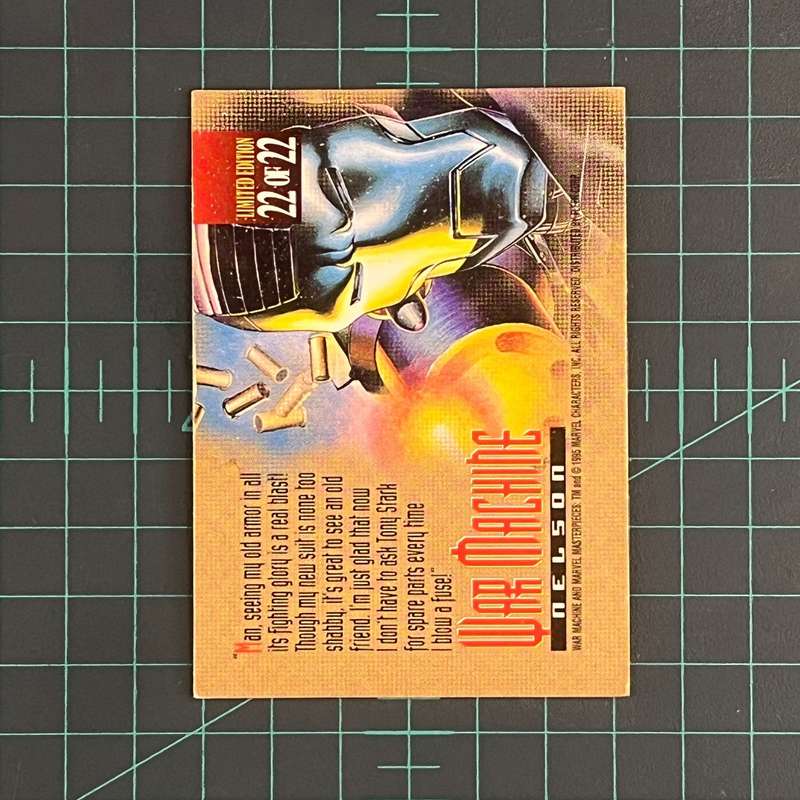 22 War Machine | Nelson | Canvas | 1995 | Marvel Masterpieces | Trading Card
