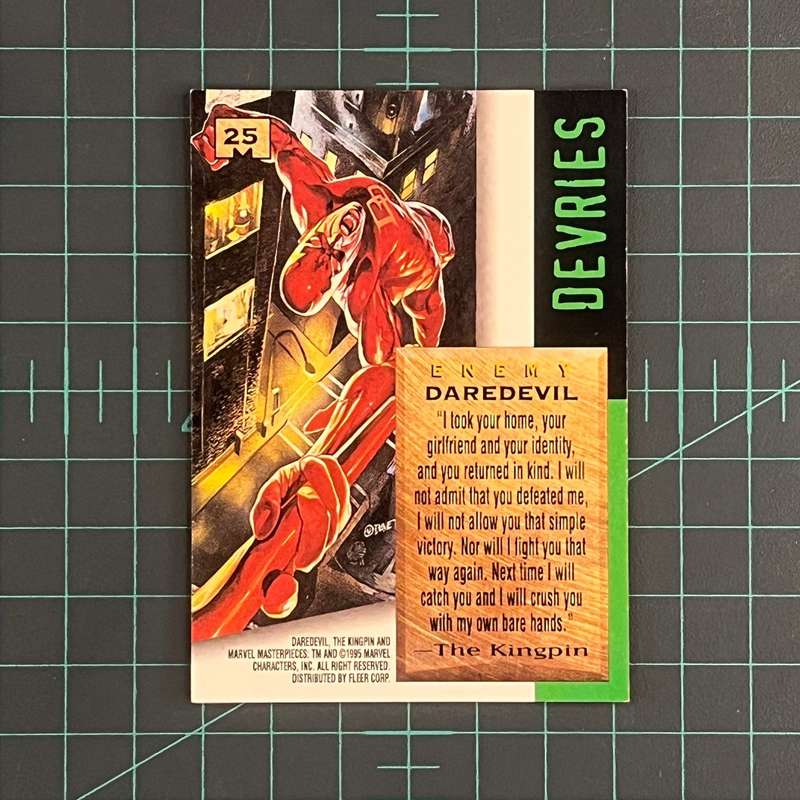 25 Daredevil | Devries | 1995 | Marvel Masterpieces | Trading Card