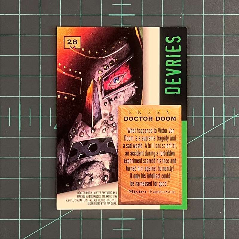 28 Dr. Doom | Devries | 1995 | Marvel Masterpieces | Trading Card