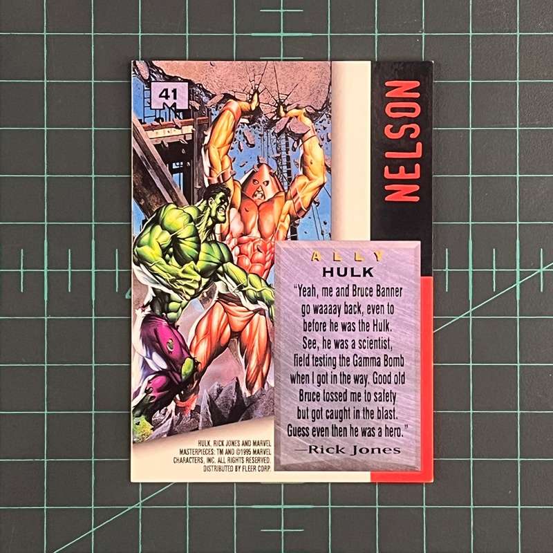 41 Hulk | Nelson | E-Motion Signature Series | 1995 | Marvel Masterpieces | Trading Card