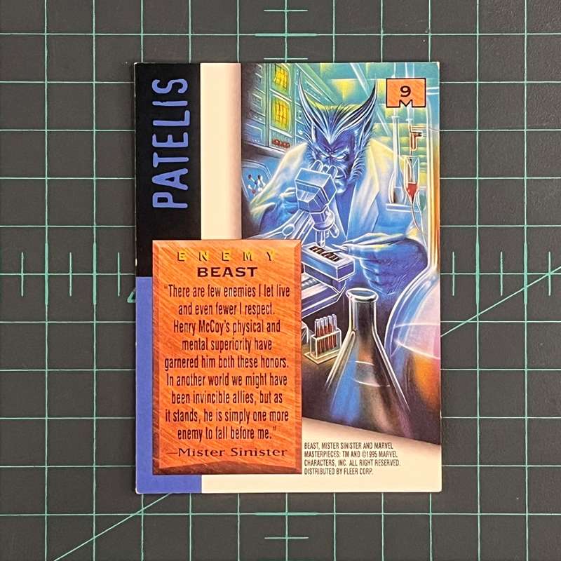 9 Beast | Patelis | 1995 | Marvel Masterpieces | Trading Card