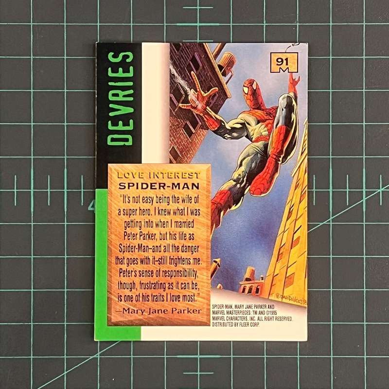 91 Spider-Man | Devries | 1995 | Marvel Masterpieces | Trading Card