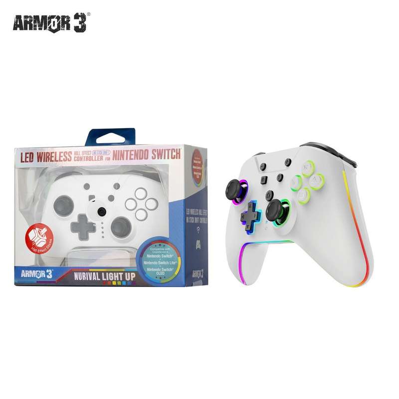 Armor3 NuRival Wireless Hall Effect Stick Game Controller For Switch - White