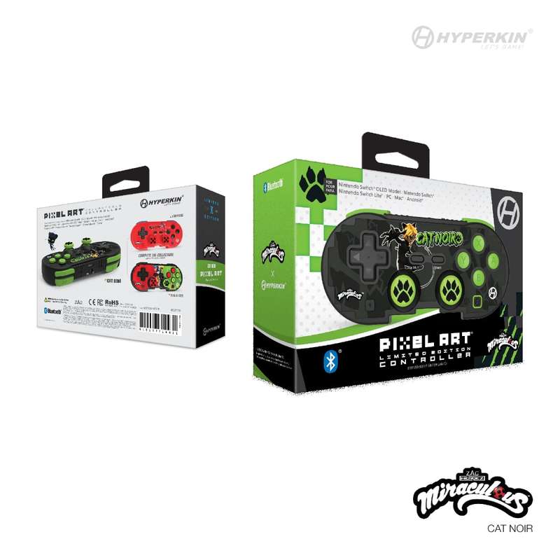 Hyperkin Official Miraculous Pixel Art Bluetooth Switch Controller - Cat Noir