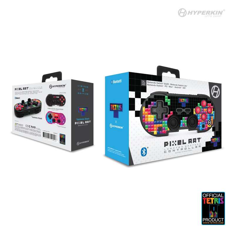 Hyperkin Official Tetris Pixel Art Bluetooth Switch Controller - Tetrimino Stack