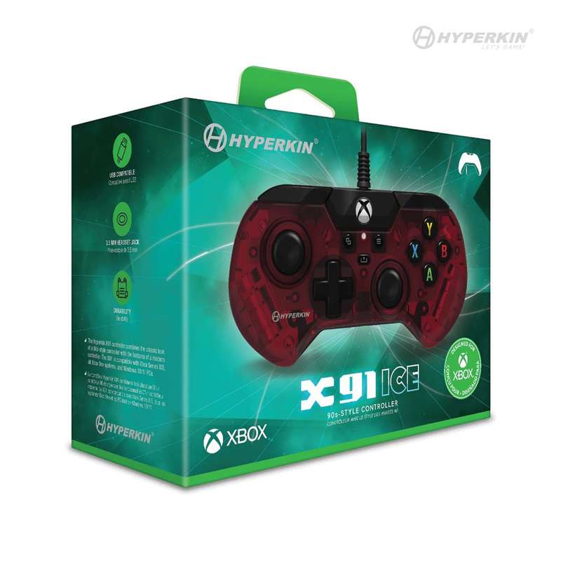 Hyperkin X91 Retro Wired Xbox Controller - Ruby Red