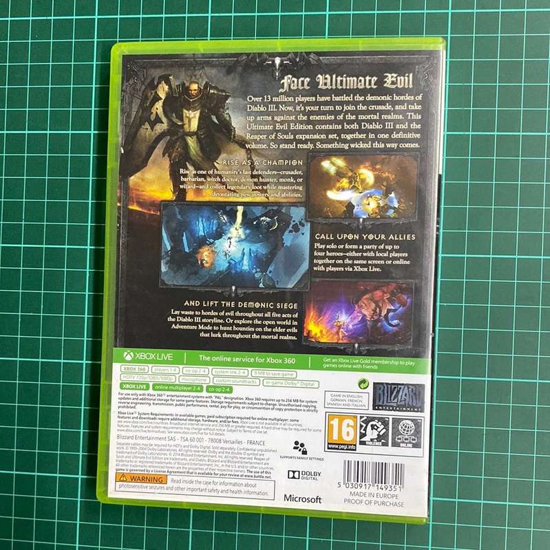 Diablo 3: Reaper of Souls | Ultimate Evil Edition | XBOX 360 | Used Game |