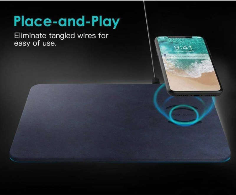 Wireless Charging Mouse Pad Leather Look Alike
