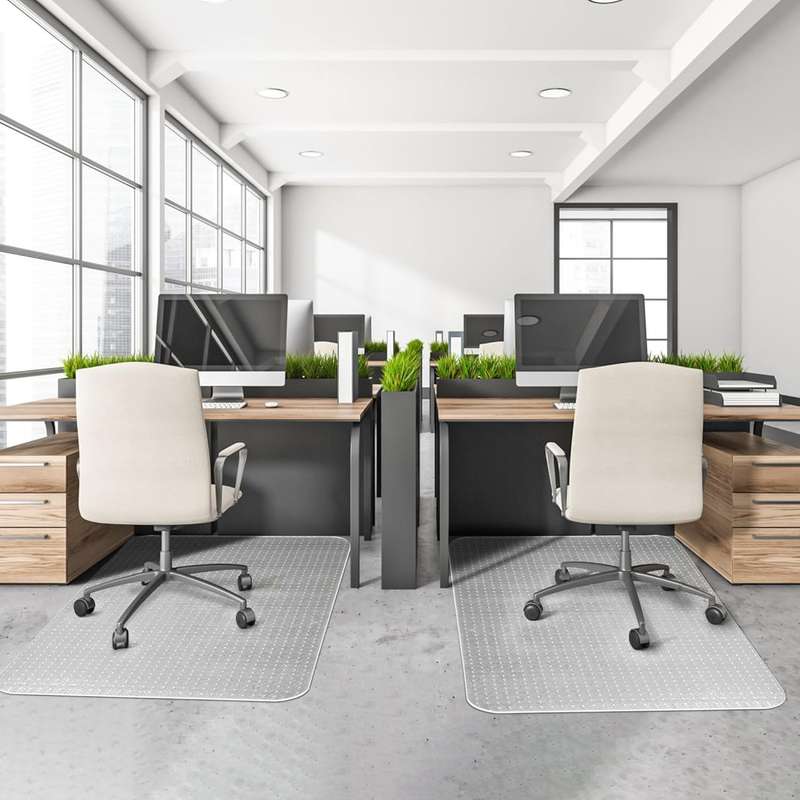Office Chair Mat for Carpet, 90cm x 120cm Transparent Spiked Plastic Carpet Protector for Low Pil...