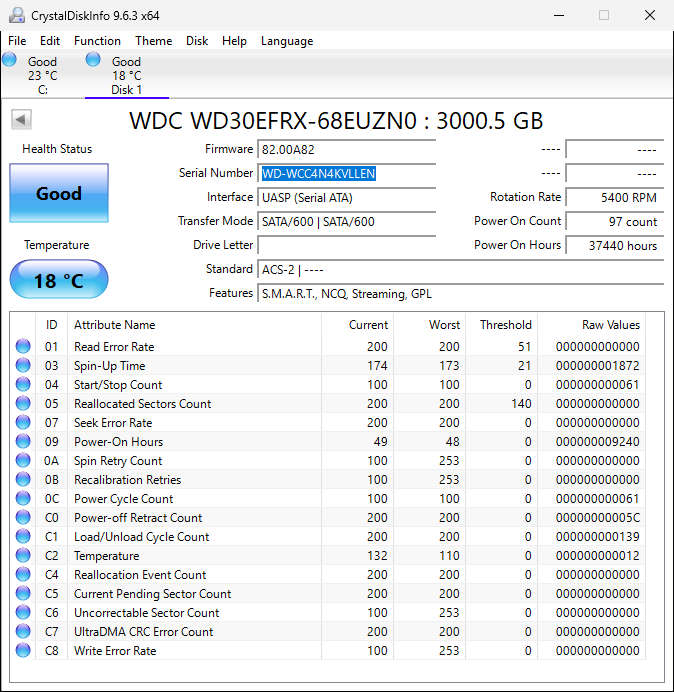 WD Red 3TB NAS Internal Hard Drive 5400 RPM Class, SATA 6 Gb/s, CMR, 64 MB Cache, 3.5 WD30EFRX --...