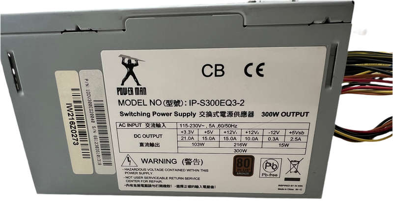 300W 24 Pin 80 Plus Bronze Rated Power Supplies Super Clean Units. No Rust Or Corrosion