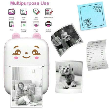 Portable Thermal Mini Label Printer - Pink & White