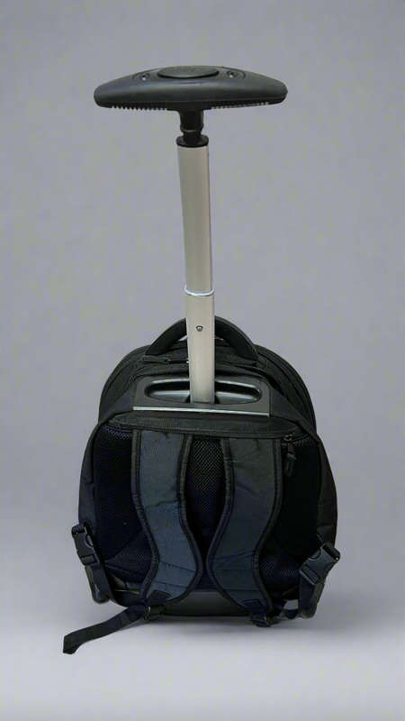 Black Rolling Backpack with Telescopic Handle Waterproof Trolley (shop display)