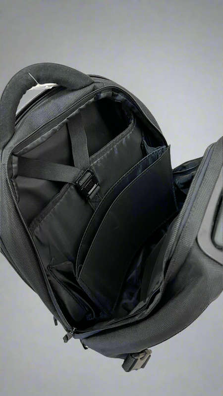 Black Rolling Backpack with Telescopic Handle Waterproof Trolley (shop display)
