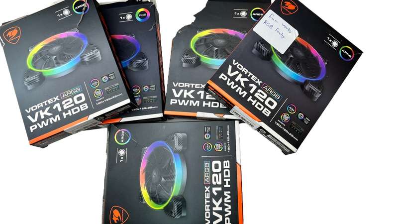 5xCougar Gaming Vortex ARGB VK120 PWM HDB Radiator/Case Fans (ARGB Faulty!!! -NEW Open Box)