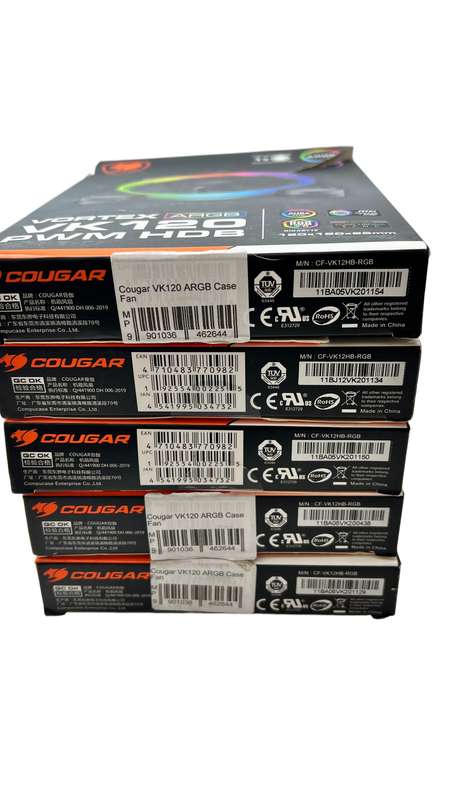 5xCougar Gaming Vortex ARGB VK120 PWM HDB Radiator/Case Fans (ARGB Faulty!!! -NEW Open Box)