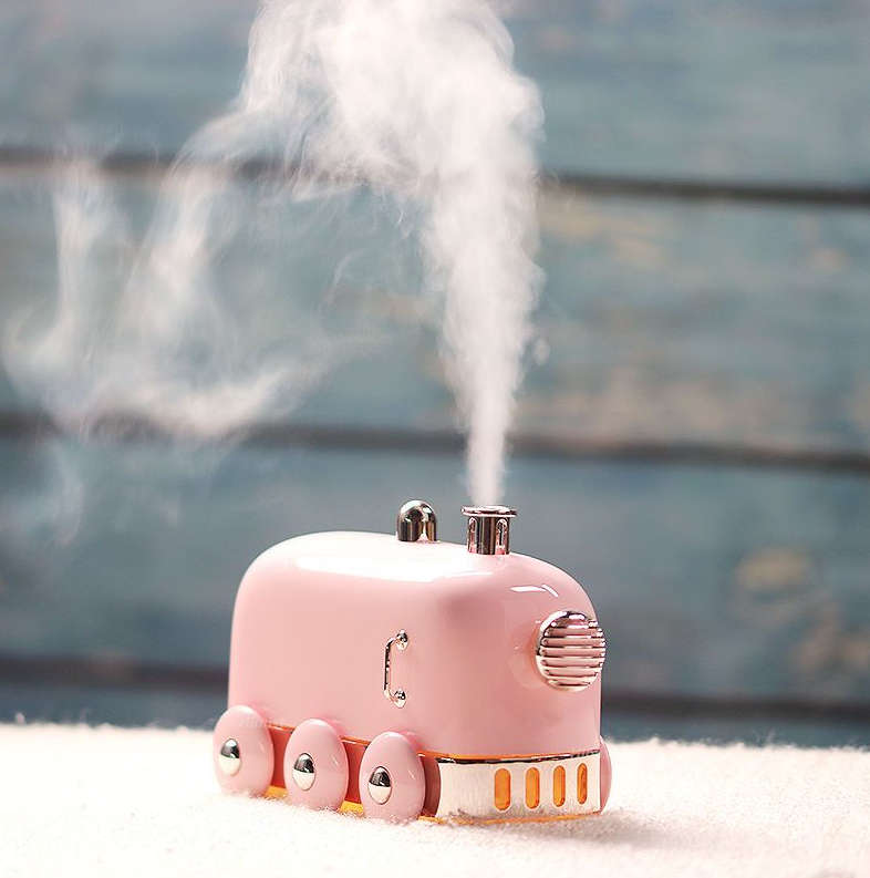 Humidifier - Retro Mini Train with Sound and Night light. - Soft Pink