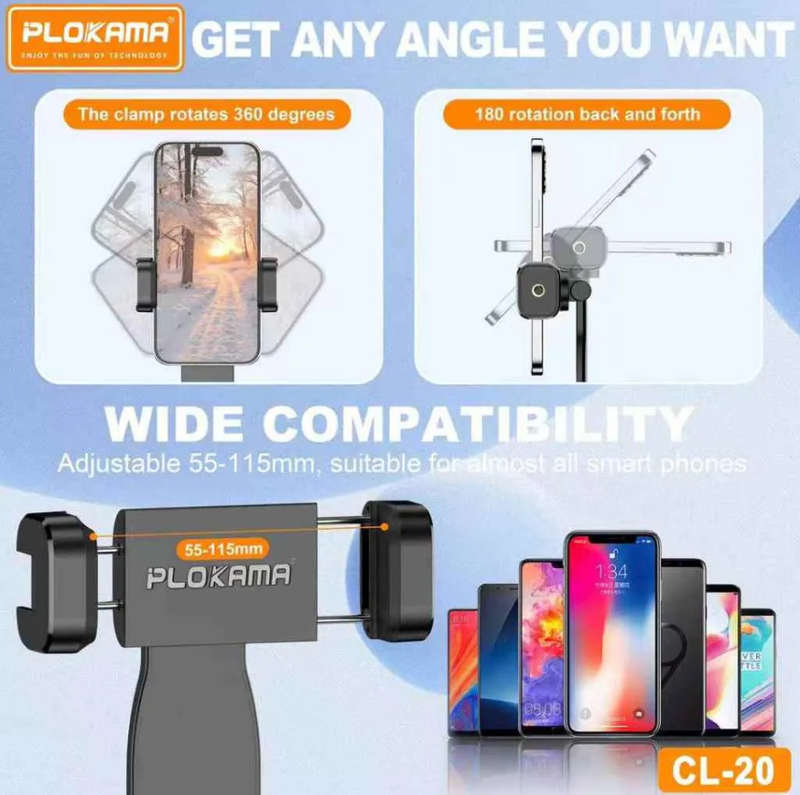 Premium 360° Tripod Mount | Universal 1/4" Screw | Portrait & Landscape | Flexible Grip for Mobi...