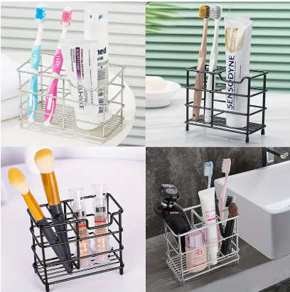 Stainless Steel Bathroom Toothbrush Holder, Toothpaste Holder Stand, Bathroom Accessories Organizer