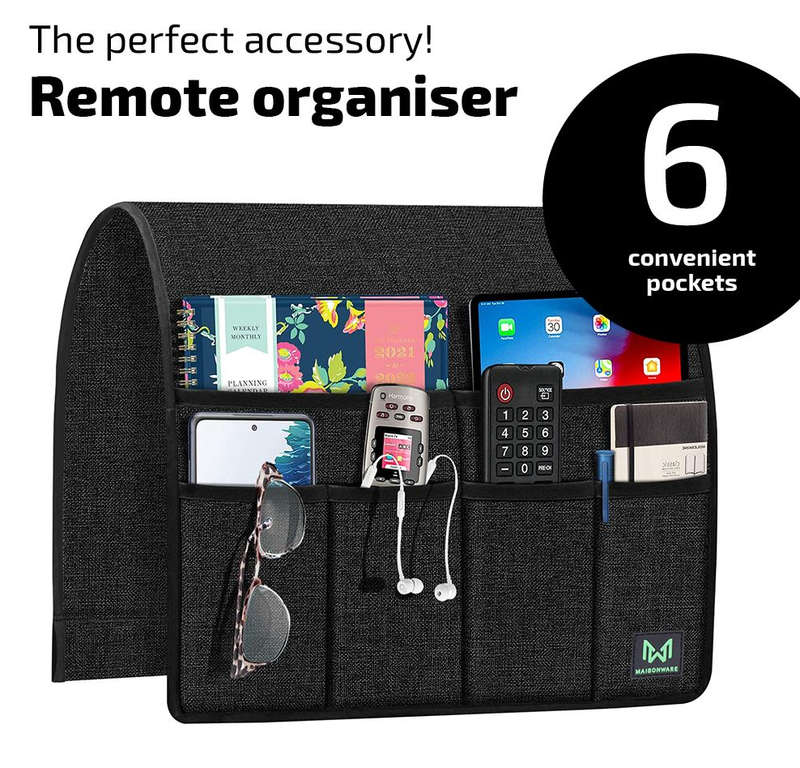 Maisonware 6 Pocket Armrest Caddy Remote Control Holder and Organise