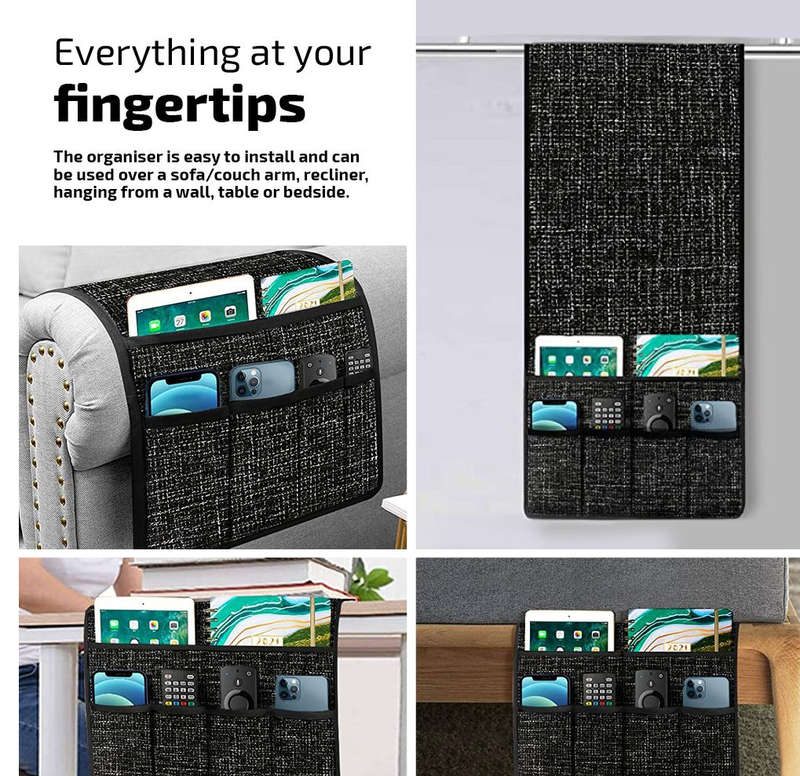Maisonware 6 Pocket Armrest Caddy Remote Control Holder and Organise
